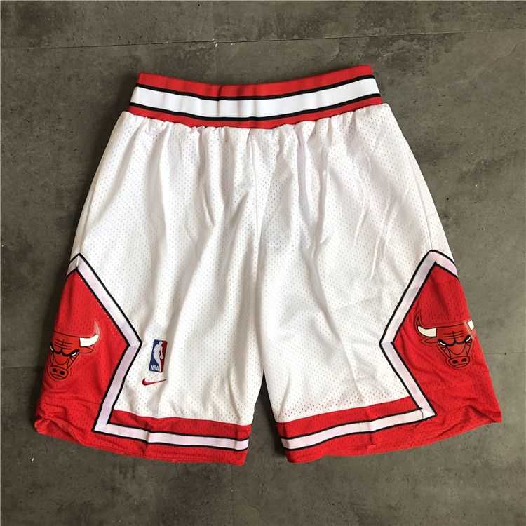 Men NBA Chicago Bulls White Shorts 04161